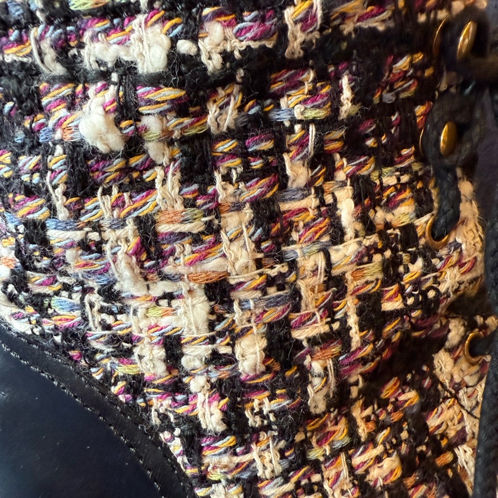 Women's Tweed Ankle Boots - Black and Multicolor - Picture 3 of 5